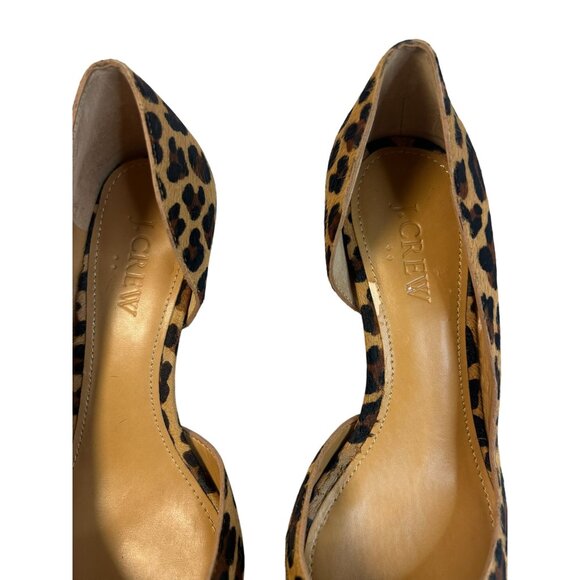 J. Crew Women's Size 5 Leopard Calf Hair Kitten Pointed Toe D'Orsay Pump Heels - Picture 3 of 16